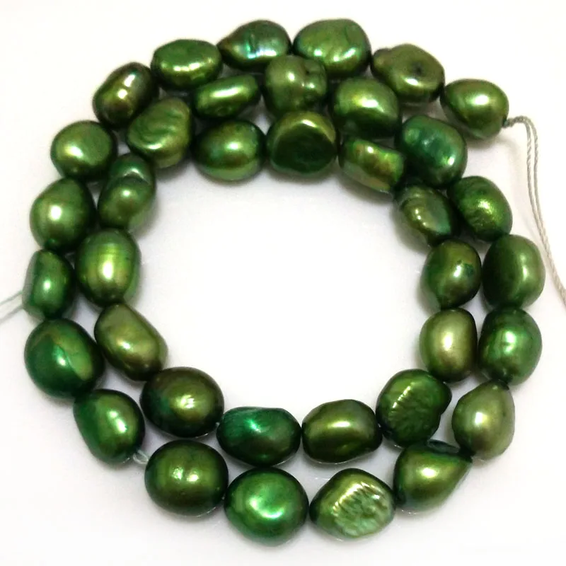 

16 inches 6-7mm Dark Green Natural Barqoue Nugget Pearl Loose Strand