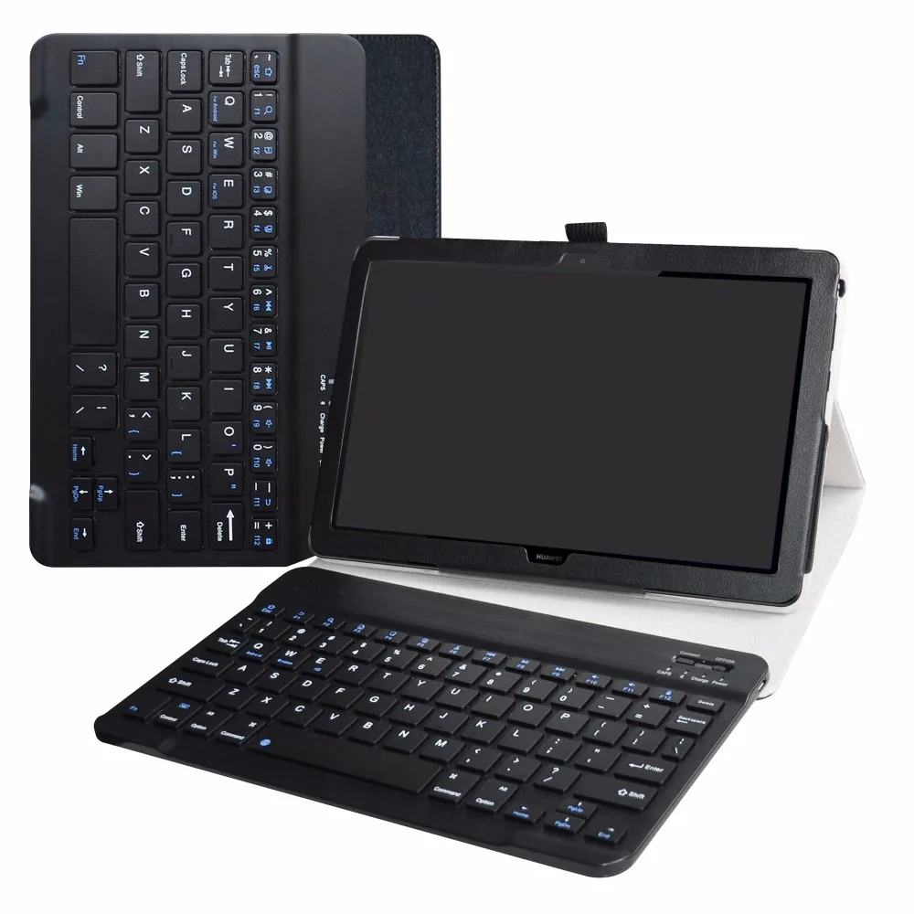 

For Huawei MediaPad T5 10 10.1" Tablet Removable Bluetooth Keyboard Case,Portable Folding Stand Pu Leather Cover