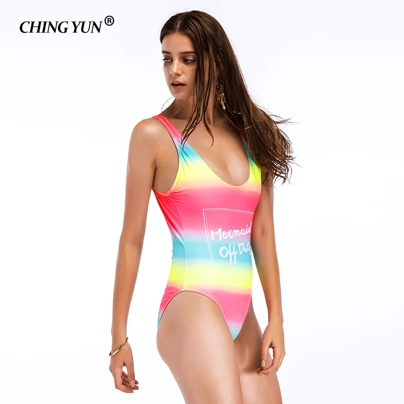 CHING YUN 2019 New Sports Sexy Swimwear Women Swimsuit Soft Cup Mesh Solid Patchwork Stripe Swim Suit U-Shaped Back Swimsuit