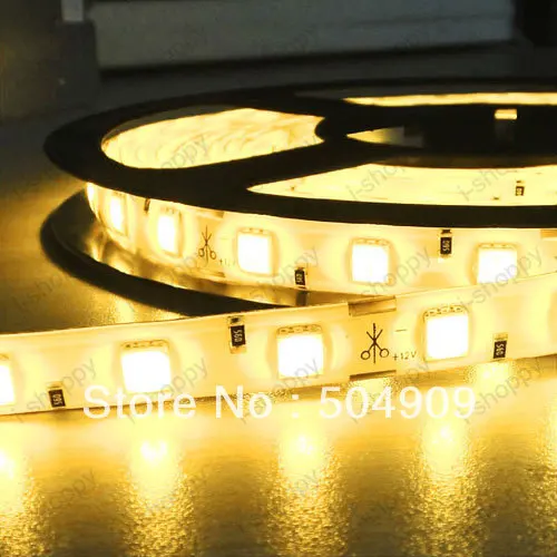 Warm White 5M 300-LED Light Strip Lamp Bar Roll Soft Flexible String SMD5050 Waterproof Showcase Car House Decor DC 12V