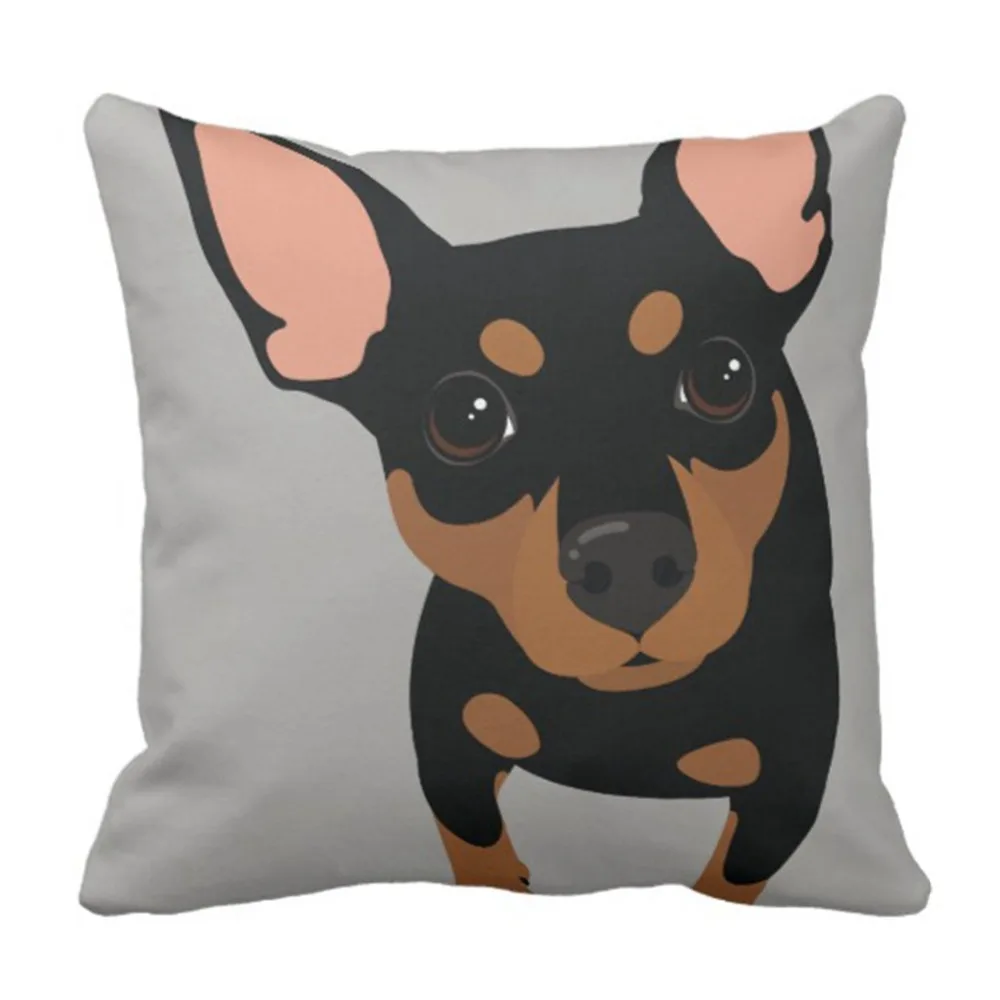 Throw Pillow Cover Red Dog Black Min Pin Lover Decorative Pillow Case Home Decor Square 18 x 18 Inch Pillowcase