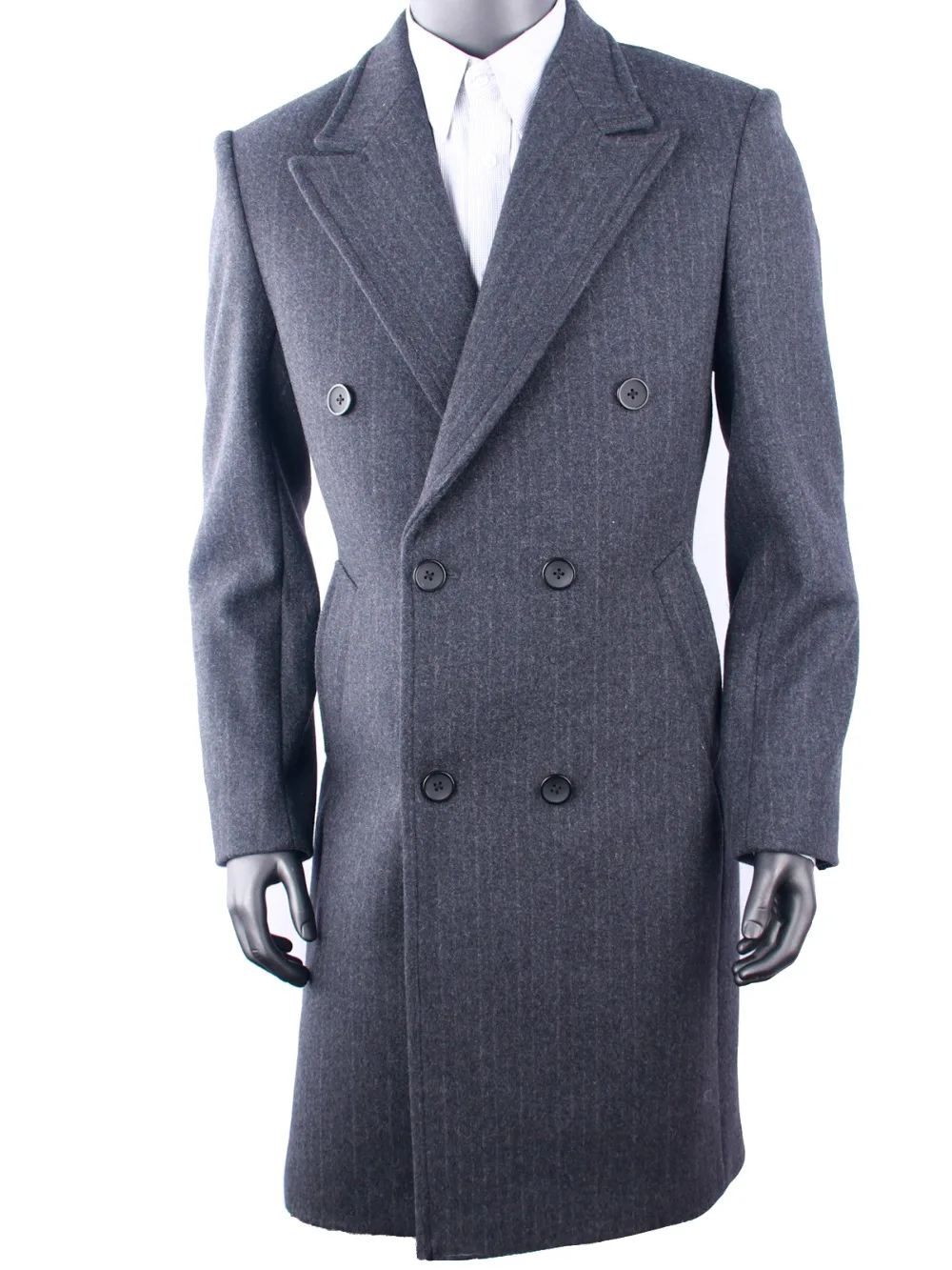 

Thick 100% Wool Overcoat For Cold Winter Men Long Coat Heavy Wool Coat With Subtle Stripe Winter Coats Luxury Fashion Design