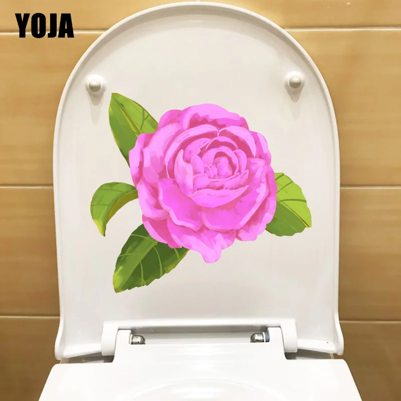 YOJA 21.7X19.6CM Cartoon Camellia Living Room Wall Sticker Creative Home Decor Toilet Decal T1-1926