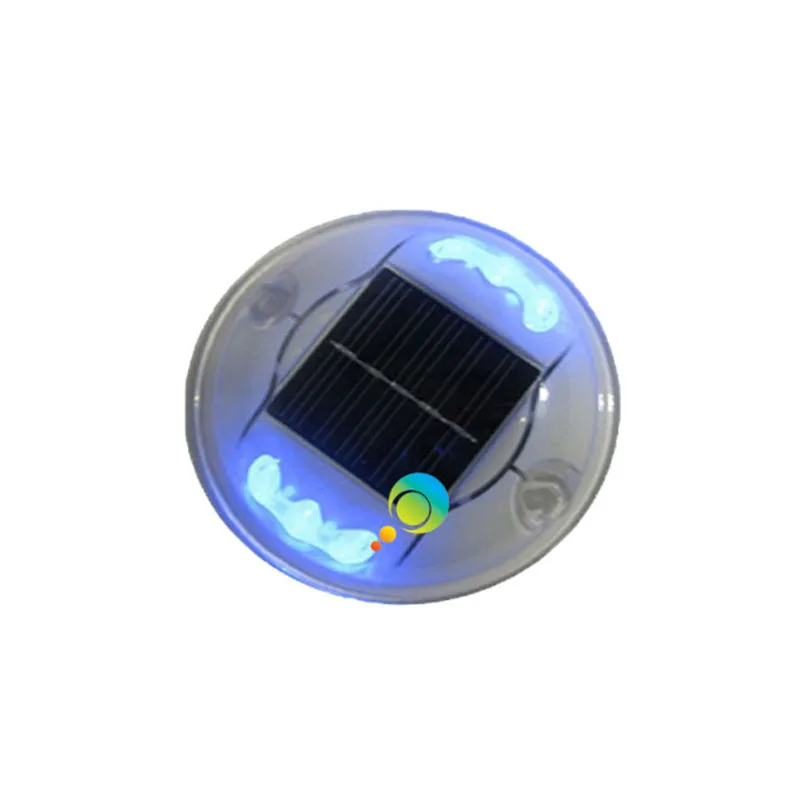 Luz de señal de muelle de cubierta de modo estable de alta calidad, energía solar, reflector de tachuelas LED azul para seguridad en carretera