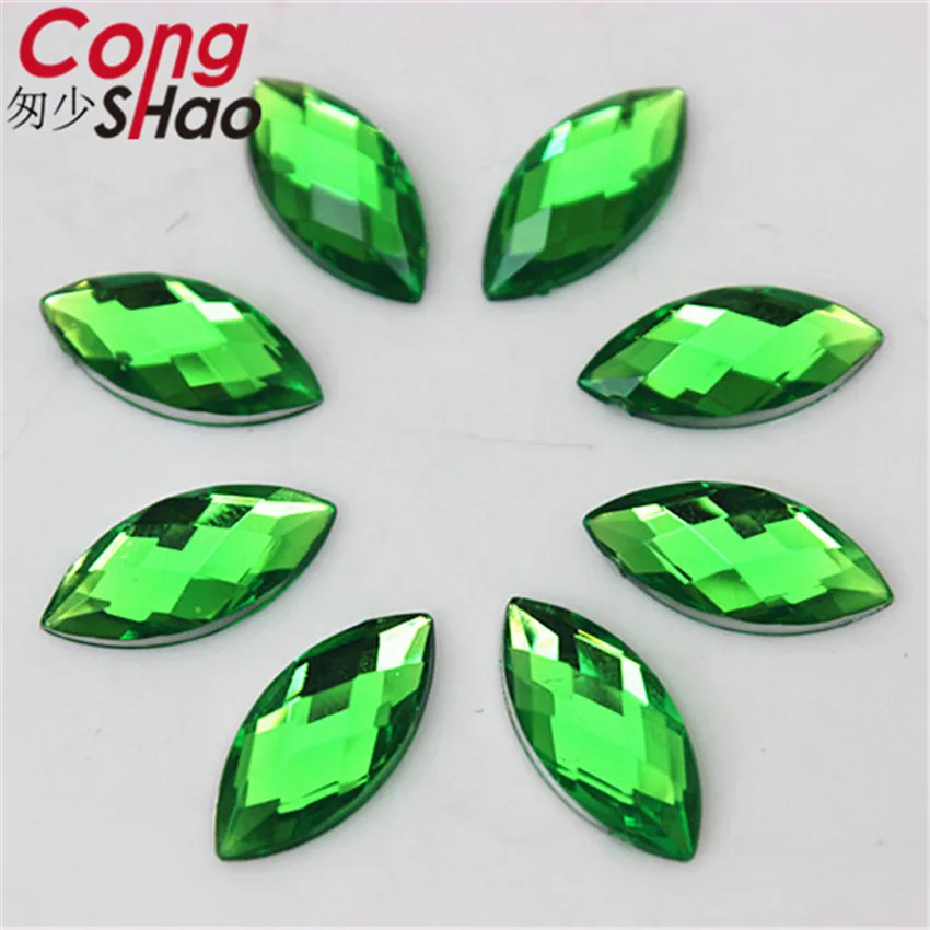 Cong Shao 300PCS 7*15mm Colorful Horse Eye Flatback Acrylic Rhinestone Trim Stones And Crystals DIY Decoration Accessories CS686