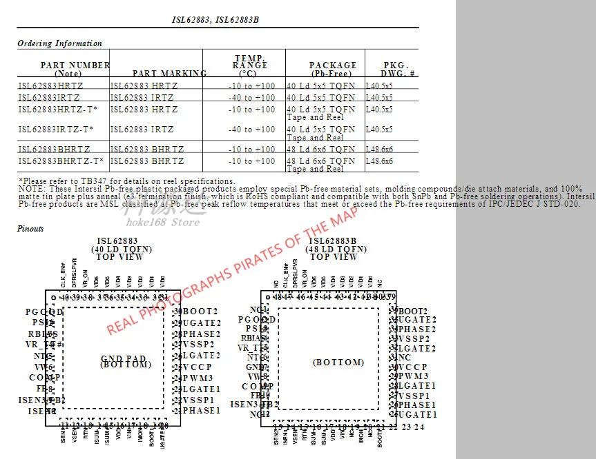 10 قطعة/الوحدة ISL62883HRTZ TQFN-40 ISL62883 62883HRTZ 62883 في الأسهم