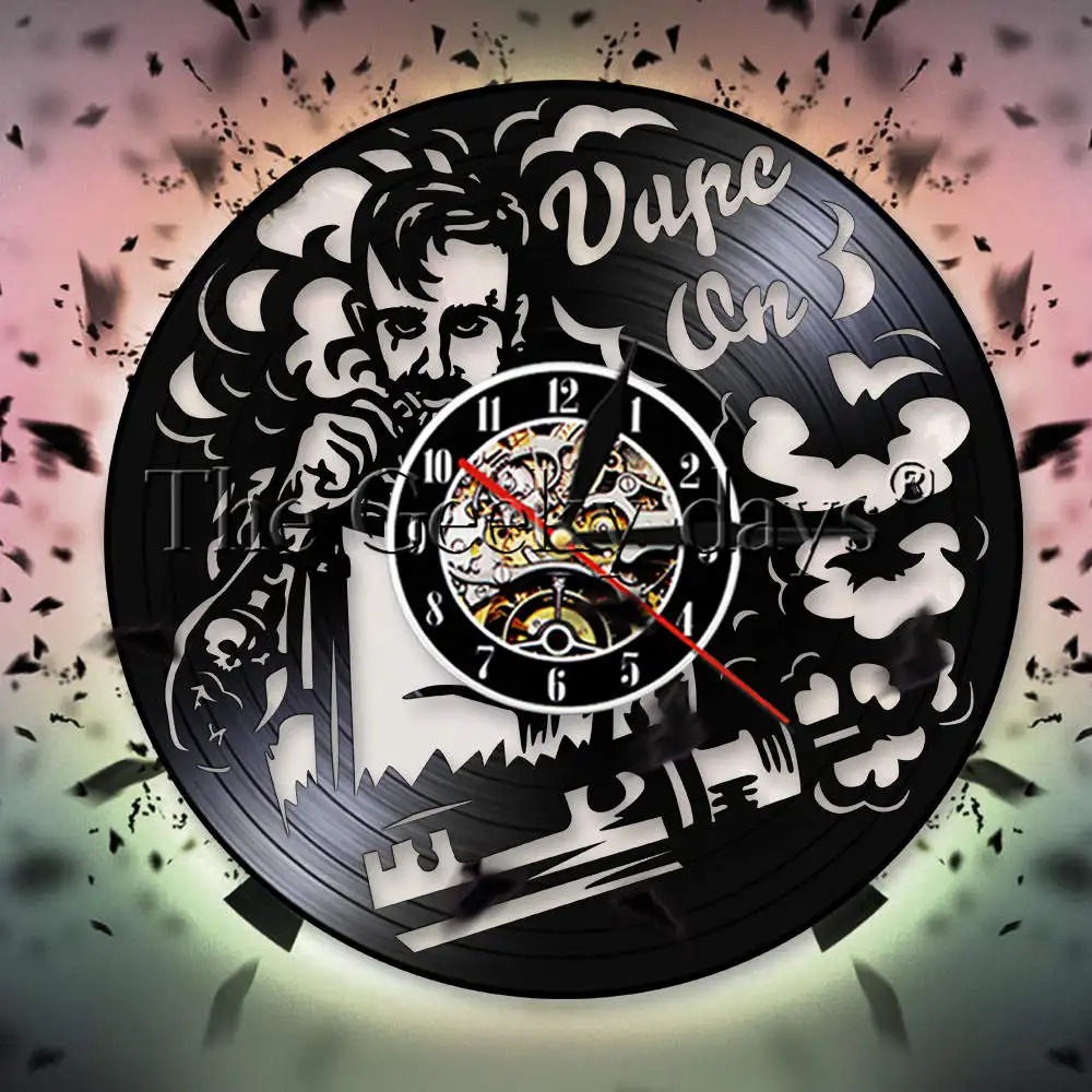 Letrero Comercial para Tienda de Vapeo, Logotipo de Vinilo, Reloj de Pared, Reloj de Pared para Cigarrillos Electrónicos, Vaporizador, Vape Cafe, Smoke Shop, Regalo para Vapeadores