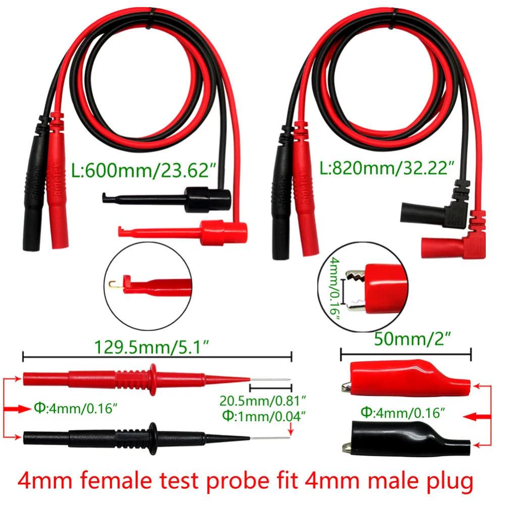 10 Sets AideTek needle tip test leads set  multimeter test alligator clips 10TLP20155