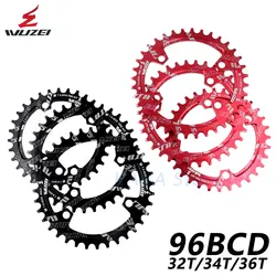 WUZEI MTB Chainring 96BCD Bicycle Sprocket Narrow Wide 32T 34T 36T Oval Round Chainwheel Crown for Shimano M7000 M8000 M9000