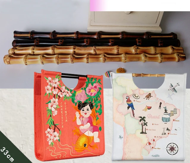 4 pcs Lot 33 cm Two Color Straight Cane Ratten Bamboo Purse Handle Bag Frame Purse Hanger DIY Handbag Accessories Bamboo Handle