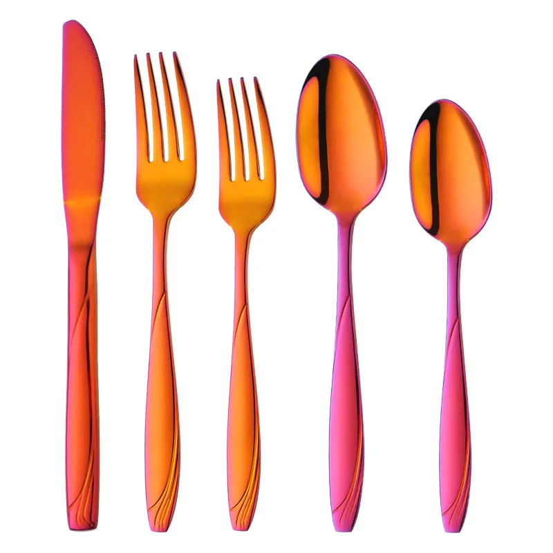 Luxury Dinner Tableware Set Gold Meta Dinner Knife Spoon Dessert fork Teaspoon Dinner Travel Dinnerware Set Used in Party