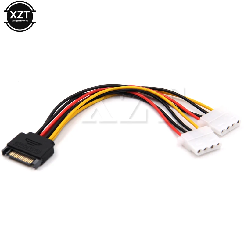 

15 Pin SATA Male to 4 Pin Molex 2 Female IDE HDD Power Hard Drive Cable Adapter HY1104