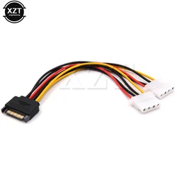 15 Pin SATA Male to 4 Pin Molex 2 Female IDE HDD Power Hard Drive Cable Adapter HY1104