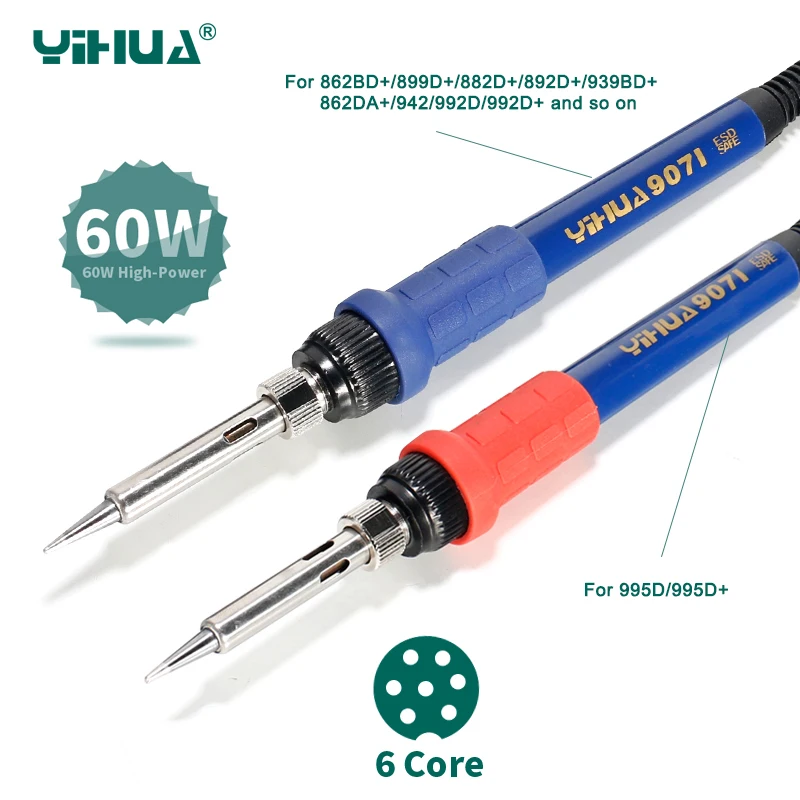 YIHUA 907I سبيكة لحام 75 واط هاكو سخان سبيكة لحام الأحمر ل 995D الأزرق ل 862BD 992D محطة لحام مقبض أدوات إصلاح