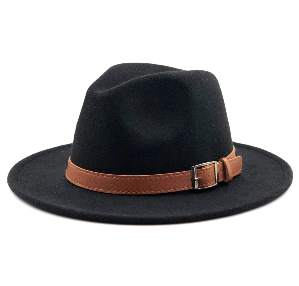 New Wool Fedora Hat Hawkins Felt Cap Wide Brim Ladies Trilby Chapeu Feminino Hat Women Men Jazz Church Godfather Sombrero Caps