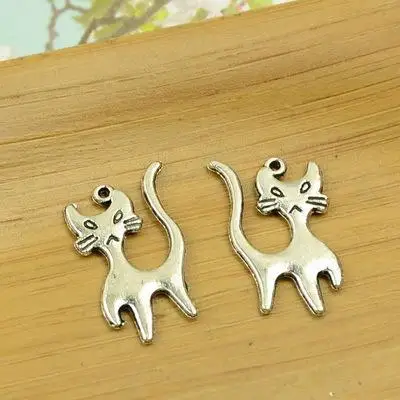 

100pcs/lot A3895 antique silver cats shape alloy charm pendant fit jewelry making 23X13MM wholesale