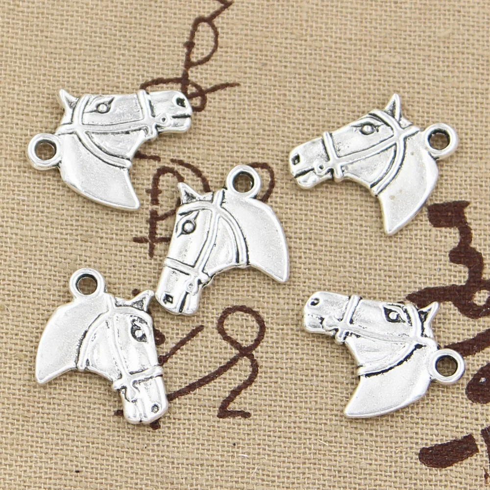 15pcs Charms Horse Head 20x16mm Antique Bronze Silver Color Pendants Making DIY Handmade Tibetan Bronze Silver Color Jewelry