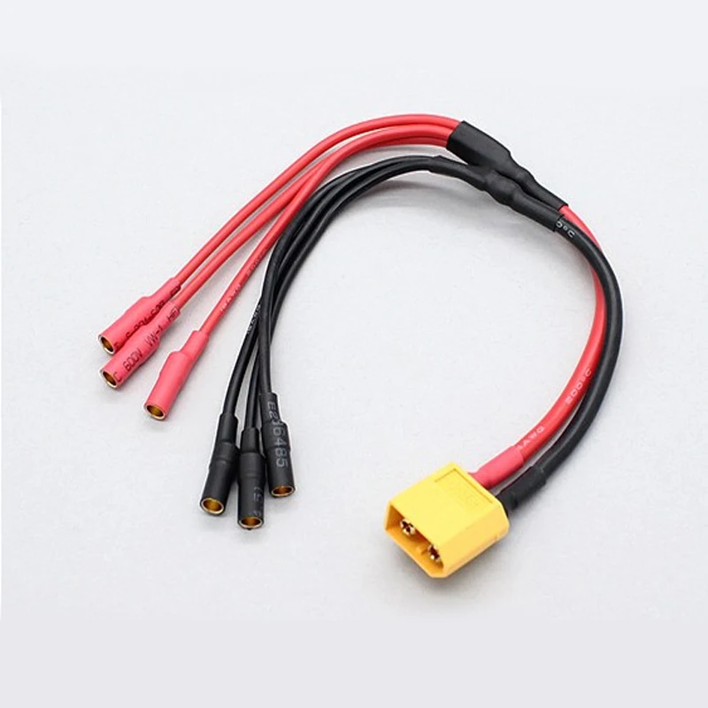 Female XT60 to 3 x 3.5mm Gold Connector Bullet ESC Power Breakout Cable 200mm 14-18AWG Silicone Lead 258000034