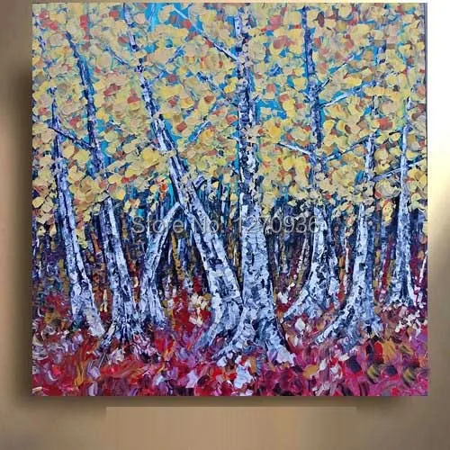 

Palette Knife High Skilled High Quality Tree Forest Red Soil Abstract Oil Painting On Canvas Handmade Tree Landscape Paintings