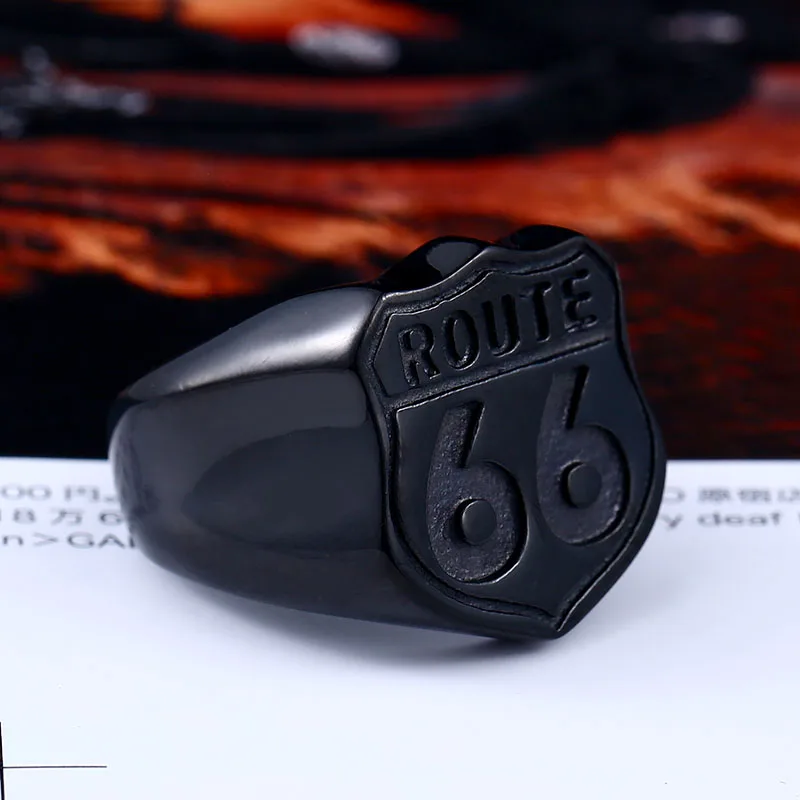 Beier New Store 316L Stainless Steel Ring High Quality USA Biker Road ROUTE 66 Ring For Men Motor Biker Men\'s Jewelry LLBR8-126R