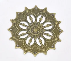 Free shipping-50Pcs Bronze Tone Filigree Flower Wraps Connectors Jewelry Findings DIY Connectors 43mm J0604