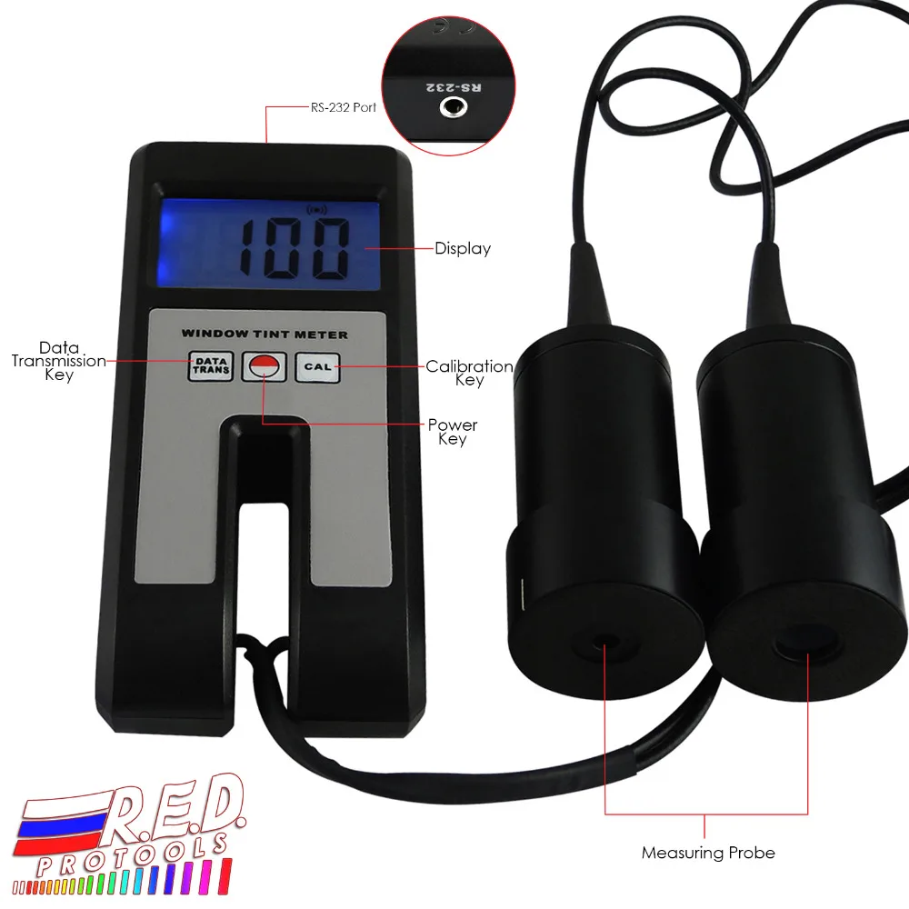 

100% Range Glass Plastic Visual Light Transmission 18mm Thickness Continuous Measuring Digital Window Tint Meter with Sensor