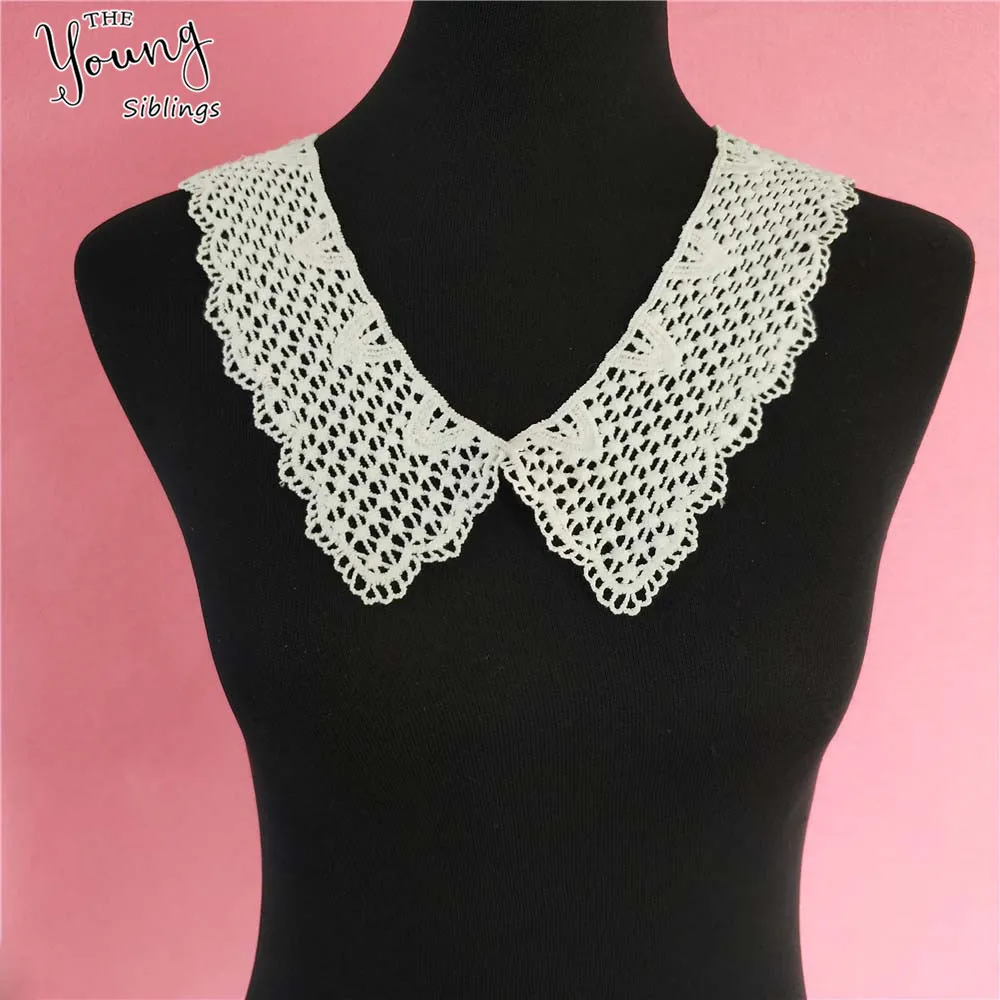 White Floral collar Bridal dress supplies embroidery Cute U shape Lace neckline DIY Clothing Accessories Sewing Supply Crafts