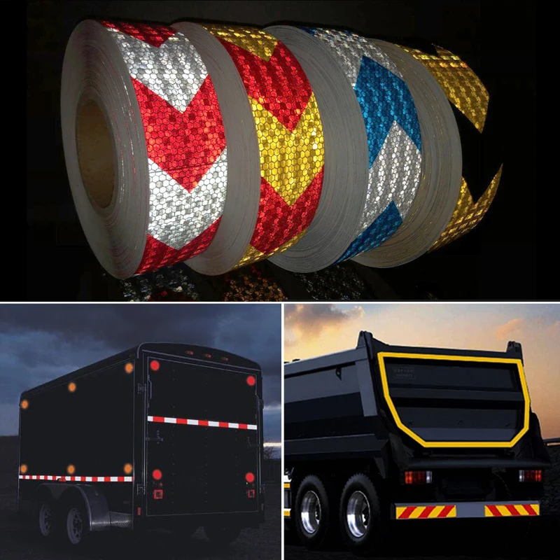 50mmx50m  shining reflective warning self-adhesive stikcer with color arrow printing for car