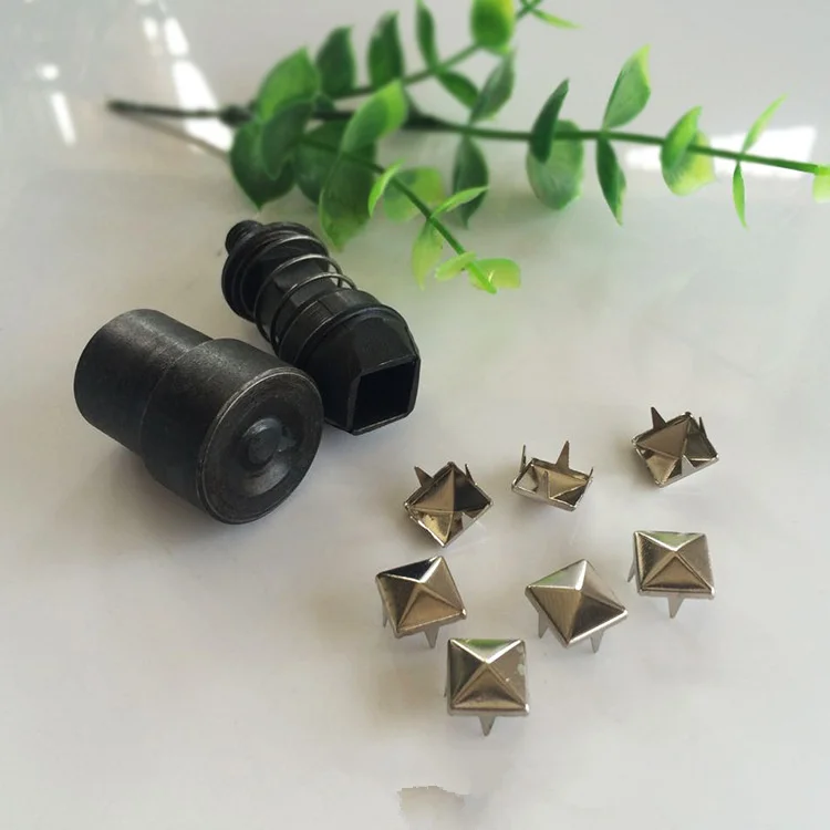 Metall Messing Material Pyramide Punk Spike Niet Nieten Nieten mit spitzen Zinken Matrizen Form werkzeug für Leder Handwerk DIY Taschen Kleider gürtel – Detail 4
