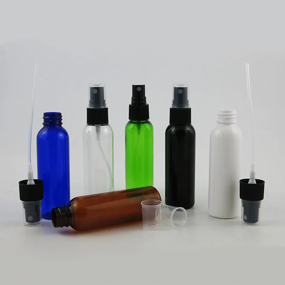 

50 x 60ml Blue Green Clear Amber Plastic Perfume Bottle 2oz Black Mist Sprayer Bottle White Perfume Atomizer Fragrance Packaging