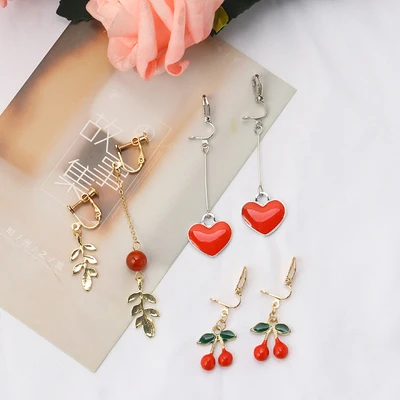 GRACE JUN 3 Pairs /set New Charm Korea Style Clip on Earrings No Pierced for Women Girl Party Wedding Fahsion Ear Clip Wholesale