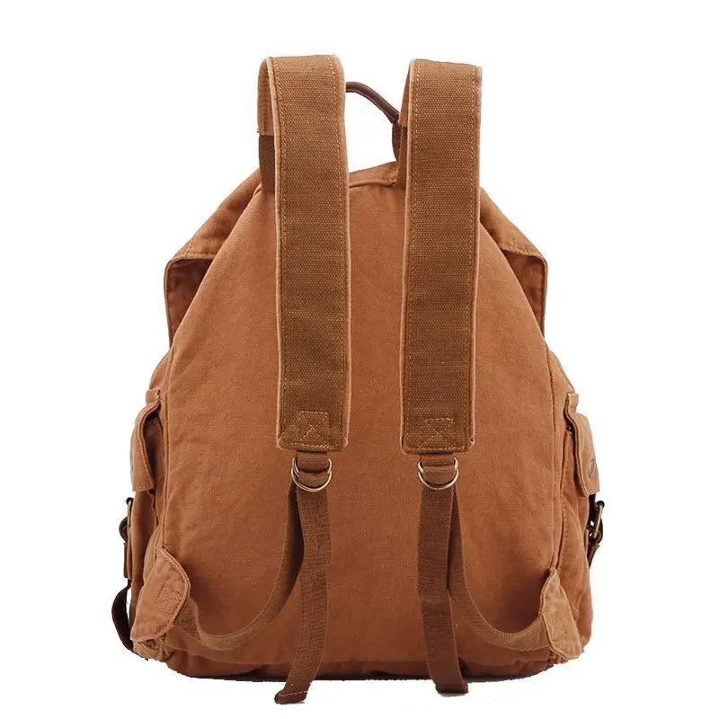 Vintage Korean style Men Military canvas Leather backpack men hiking backpacks boy canvas school backpacks traveling bag