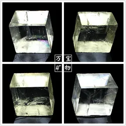 Highest quality! Dan Bingzhou natural optical grade calcite specimen stone stone through a small crack high birefringence obviou