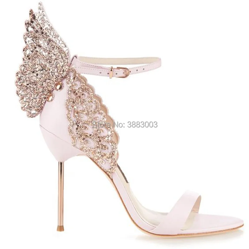 Newest Women Butterfly Thin High Heels Sandals Exquisite Fashion Wing Shoes Female Banquet Party Wedding Dress High Heels