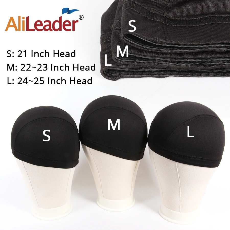 Topi kubah jala untuk pembuatan Wig topi tenun hitam krem L/M/S topi Wig spandeks tanpa lem dengan liner Wig elastis