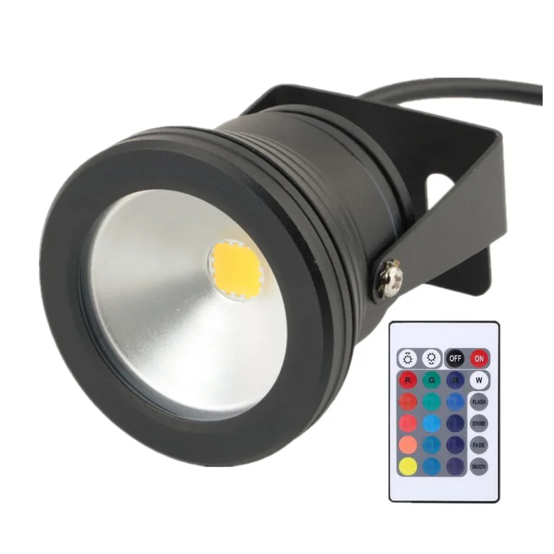 IP68 waterproof DC12V Outdoor Black Shell Underwater Lighting 10W RGB Underwater LED Spot Light Flood Light Color Changing Lamp