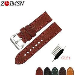 ZLIMSN New Men Genuine Leather Watchband Accessories Wristbands Watch Band Strap 5 colors Suitable For Watch 20mm 22mm 24mm 26mm