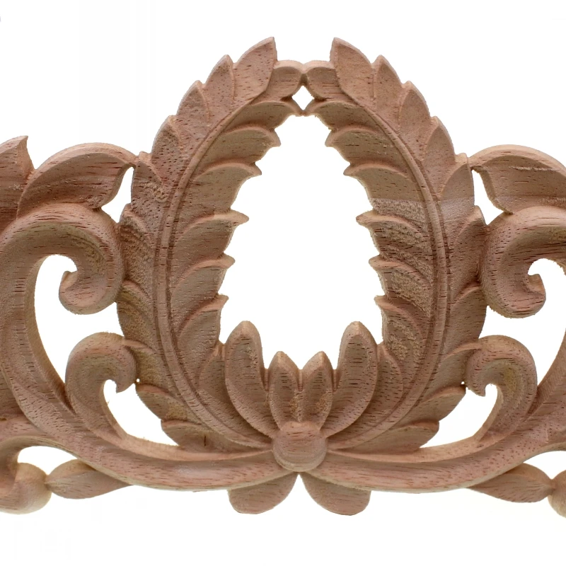 RUNBAZEF Vintage Unpainted Wood Carved Corner Onlay Applique Decorate Wall Door Furniture Decorative Figurine Wooden Miniature