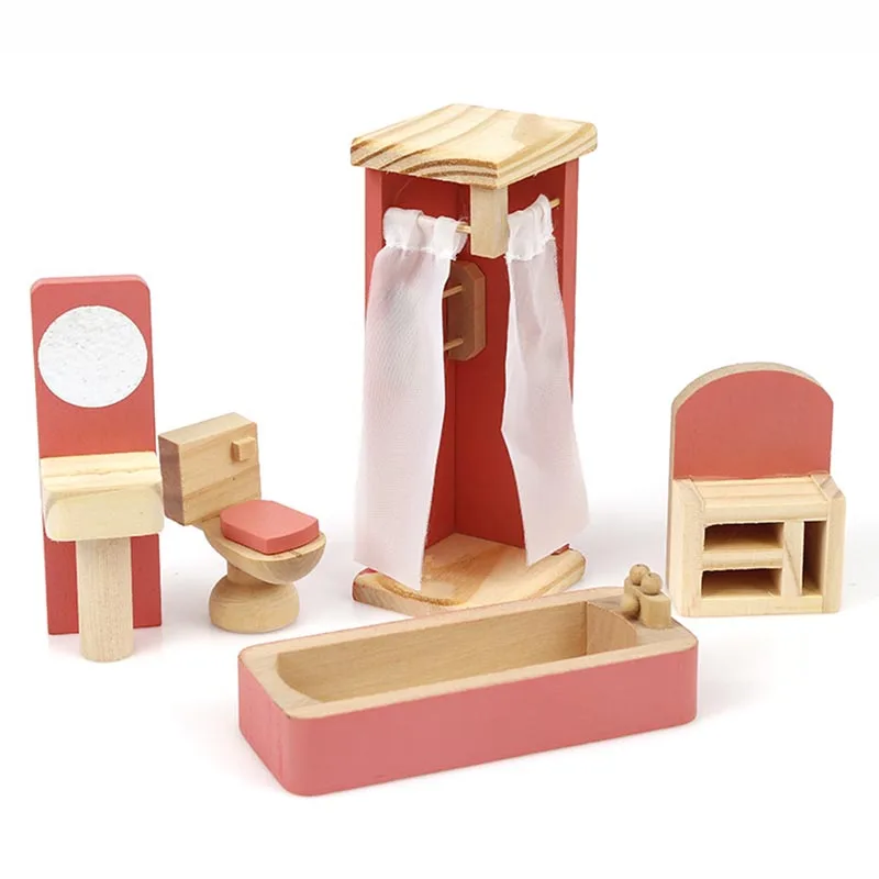 Children play toy  toy wooden kitchen girl DIY small furniture role-playing tableware Family Suite The best gift for children