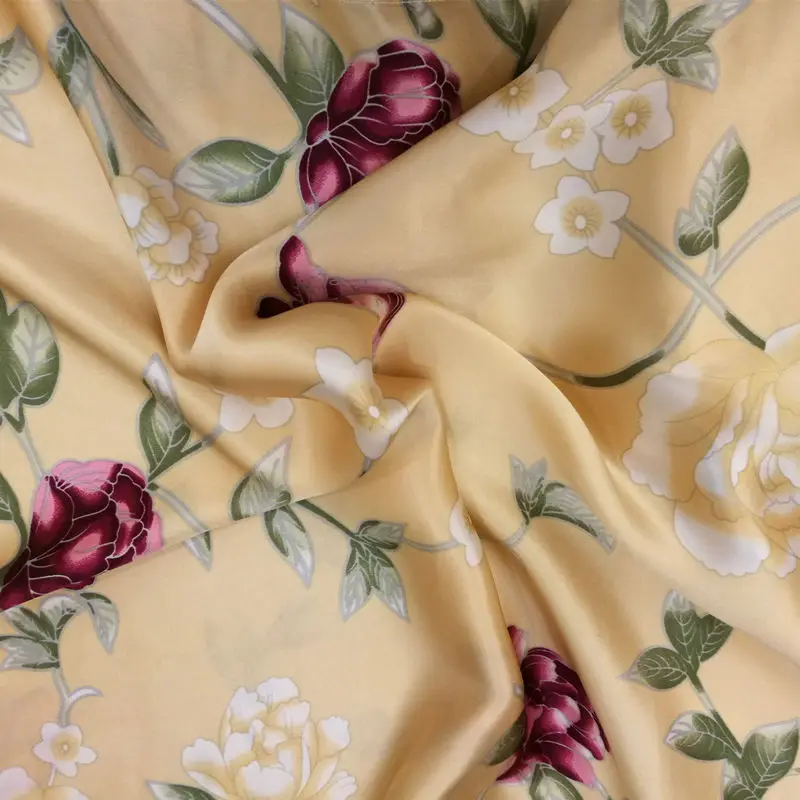 100% Silk Fabric Charmuse Silk Printed china nature pure silk fabric multicolors SCF-AP