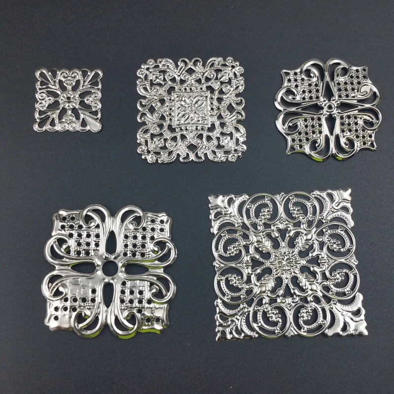 20Pcs Filigree  square  Connectors Metal Crafts Gift Decoration DIY Findings