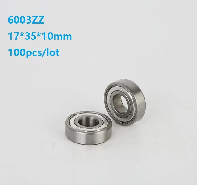 100pcs/lot 17x35x10mm 6003ZZ 6003Z 6003 Z ZZ Ball bearing 17*35*10mm Double metal cover Deep Groove Ball bearing