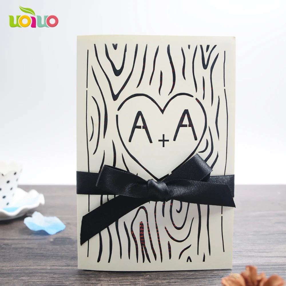 

Laser Cut A+A LOGO Tree Inviting Card Paper Party Event Supplies Decoration Luxury Romantic Wedding Invitation With 21 colors