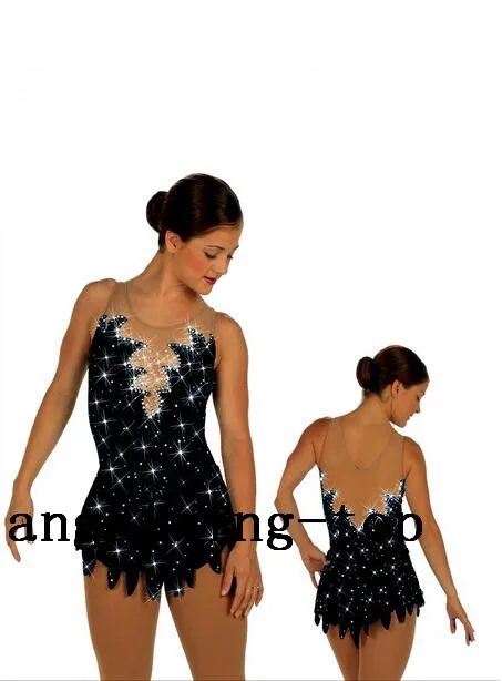 

girls figure skating dresses black ice figure dresses for girls competition no sleeves dress to ice dance free shipping