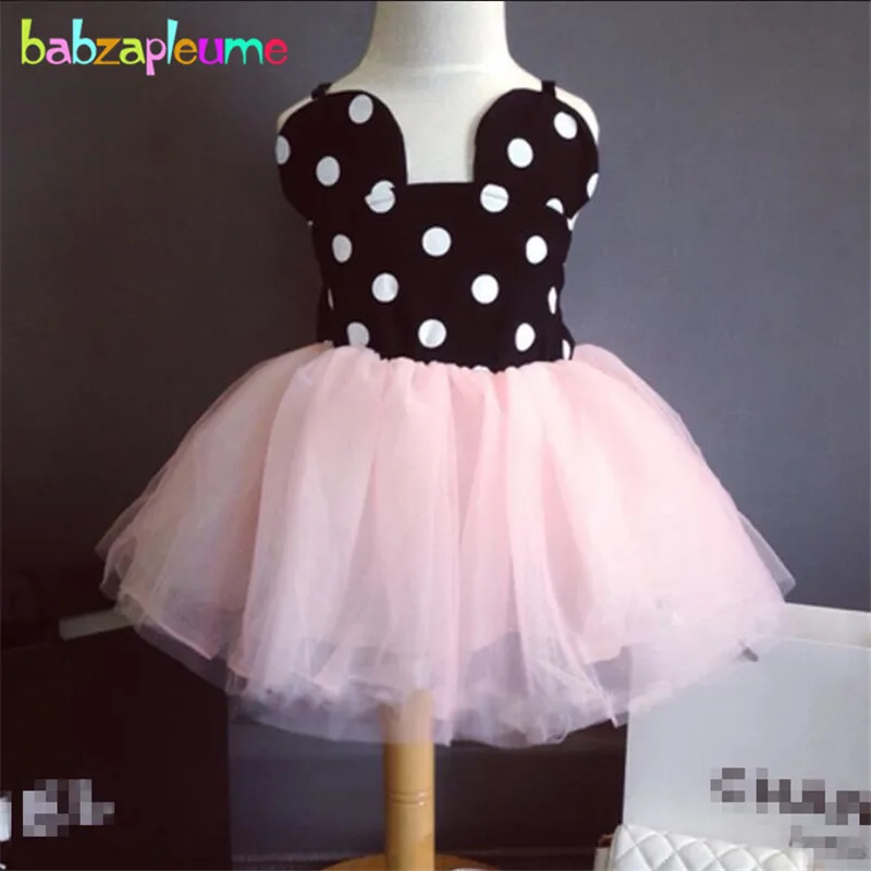 Baby Girls Dresses Cartoon Mouse Dot Backless Wedding Tutu Princess Dress Toddler Clothes Girl Vest Dress Children Clothing A020