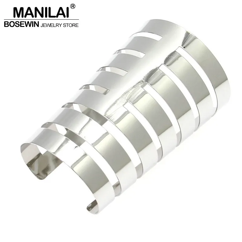 MANILAI Women Large Alloy Opened Cuff Bangles Fashion Party Casual Bracelets Statement Jewelry Pulseiras BL298