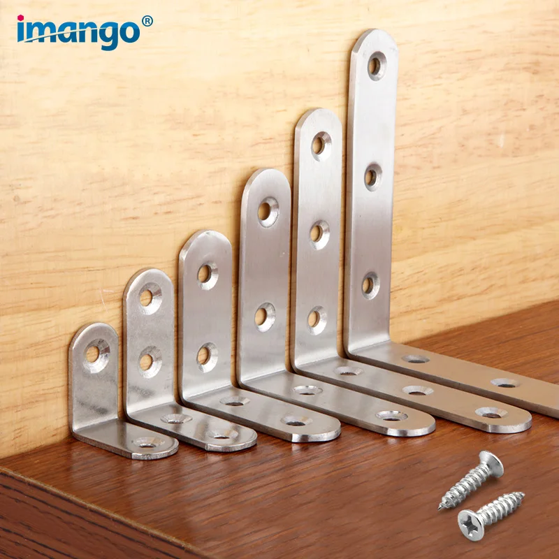 Angle Support Stainless Steel Bracket 90 Degree Tripod Table Fastening Bracket Furniture Cabinet Screen Wall with Screw 1 PCS