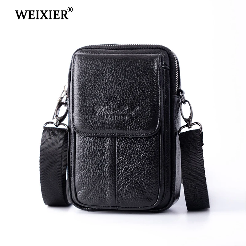 Men's Genuine Leather High Quality Multi-Function Pockets High Quality Exquisite Mobile Phone Credit Card Storage Bag Waist Pack