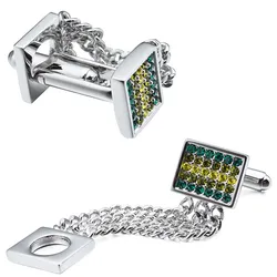 Heren kristallen manchetknopen voor Frans manchetoverhemd Roestvrij stalen ketting Modeaccessoire voor bruiloft Klassieke stijl