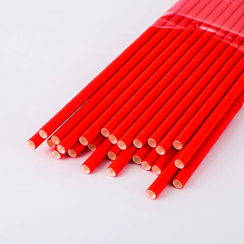 Paper Straws Waterproof paper straws Paper solid color Eco-Friendly safe Drinking straws 25pcs/pack*4